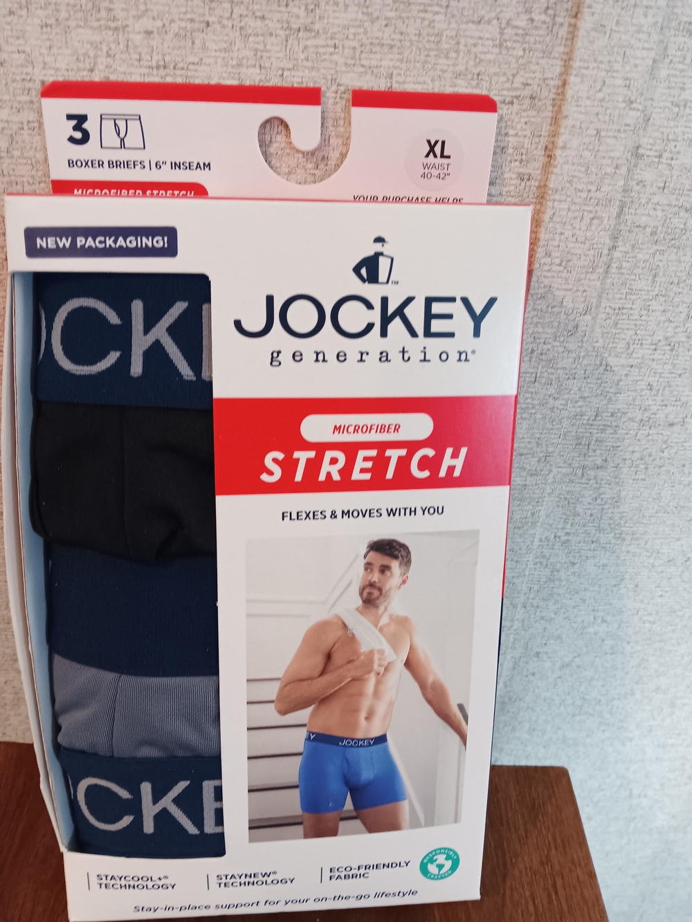 Jockey Generation Men's Stretch Microfiber Boxer Briefs-Blue/Black - XL (3-Pack)